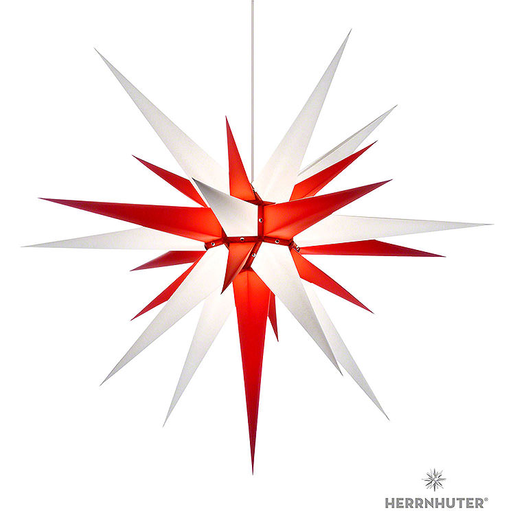 Herrnhuter Stern I8 weiß/rot Papier  -  80cm