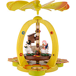 1 - Tier Easter Pyramid Yellow with two Ducks  -  28cm / 11 inch