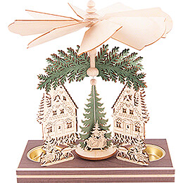 1 - Tier Pyramid  -  Forester's House with Santa and Deer  -  20cm / 7.9 inch