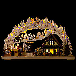 3D Candle Arch  -  'Setting Up the Christmas Market'  -  72x43cm / 28x17 inch