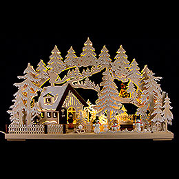 3D Candle Arch  -  Winter Scenery with White Frost. Electr. Candles  -  62x39cm / 24.41inchx15.35 inch