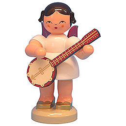 Angel with Banjo  -  Red Wings  -  Standing  -  9,5cm / 3,7 inch
