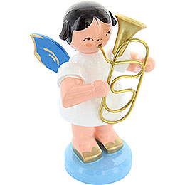 Angel with Baritone  -  Blue Wings  -  Standing  -  9,5cm / 3,7 inch