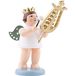 Angel with Crown and Lyre Bells  -  6,5cm / 2.5 inch