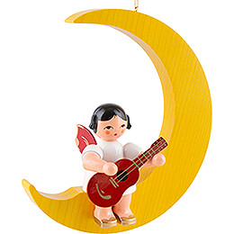 Angel with Guitar  -  Red Wings  -  Sitting in Yellow Moon  -  16,5cm / 6.5 inch