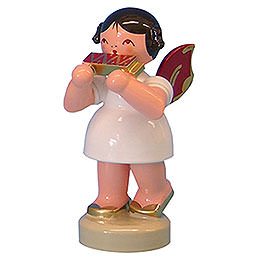 Angel with Harmonica  -  Red Wings  -  Standing  -  6cm / 2,3 inch