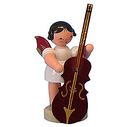 Angel with Plucked Bass  -  Red Wings  -  Standing  -  6cm / 2,3 inch