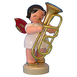 Angel with Tuba  -  Red Wings  -  Standing  -  6cm / 2,3 inch