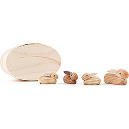 Bunny Family natural in Wood Chip Box  -  3cm / 1.2 inch
