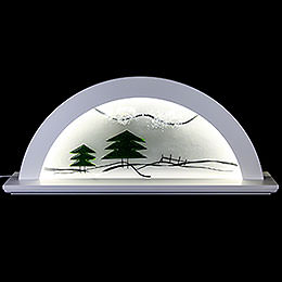Candle Arch  -  Erle Weiss with Glas and Green Fir Tree  -  79x14x35cm / 31x5.5x14 inch