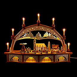 Candle Arch  -  Miners Parade with Moving Figurines  -  76x52cm / 29.9x20.5 inch
