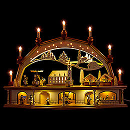 Candle Arch  -  Old Town with Arcades and Moving Figurines  -  76x55cm / 29.9x21.7 inch