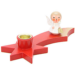 Candle Holder  -  Angel on Comet  -  Red  -  3cm / 1.2 inch