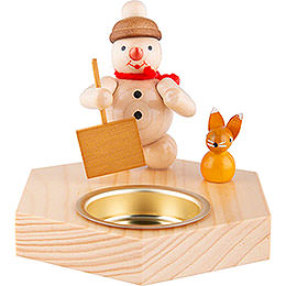 Candle Holder  -  Snowman with Snow Shovel  -  8,5cm / 3.3 inch