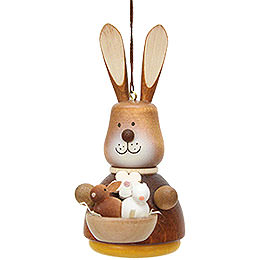 Easter Ornament  -  Teeter Bunny with Babys Natural  -  9,8cm / 3.9 inch