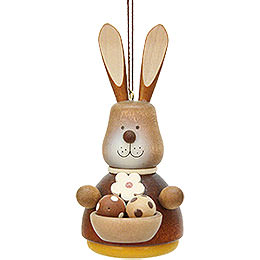 Easter Ornament  -  Teeter Bunny with Egg - Basket Natural  -  9,8cm / 3.9 inch