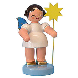 Engel mit Stern  -  Blaue Flügel  -  stehend  -  6cm