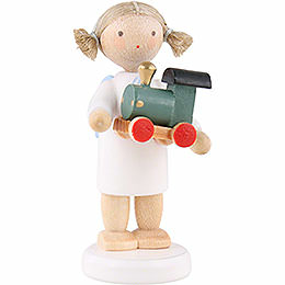 Flax Haired Angel with Toy Railroad  -  5cm / 2 inch