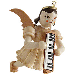 Floating Angel with Melodica  -  Natural  -  6,6cm / 2.6 inch