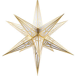 Hartenstein Christmas Star for Inside Use  -  White with Gold  -  68cm / 27 inch
