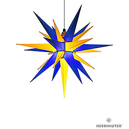 Herrnhuter Moravian Star A7 Blue/Yellow Plastic  -  Edition Upper Lusatia  -  68cm / 26.8 inch