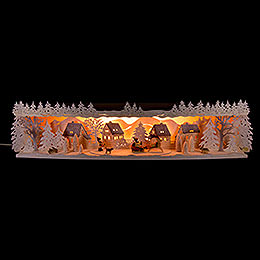 Illuminated Stand Reindeer Sleigh with Snow  -  75x20x15cm / 29.5x7.9x5.9 inch