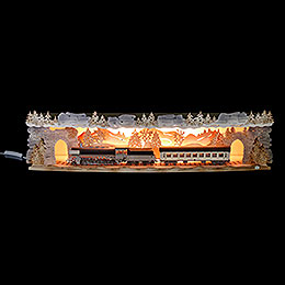 Illuminated Stand  -  Train Ride Through the Ore Mountains  -  75x20x15cm / 29.5x7.9x5.9 inch