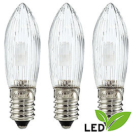 LED - Riffelkerze klar  -  Sockel E10  -  warmweiß  -  0,1 - 0,3W