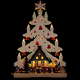Light Triangle  -  Fir Tree  -  Christmas Eve with red Bells  -  32x44cm / 12.6x17.3 inch
