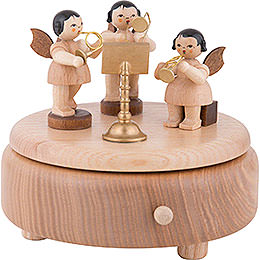 Music Box with Angels  -  Natural  -  12,5cm / 4.9 inch