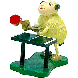 Sheep "Bolli", playing  Table Tennis  -  7cm / 2.8 inch