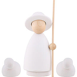 Shepherd with 2 Sheep Natural/White  -  Large  -  9,5cm / 3.7 inch