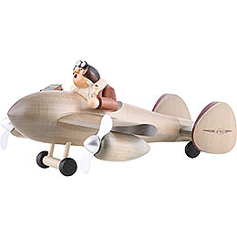 Smoker  -  Airplane with Pilot  -  Shelf Sitter  -  20x40cm / 8x16 inch