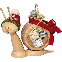 Smoker  -  Snail Sunny with Knitting  -  16cm / 6.3 inch