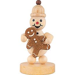 Snowman Junior with Gingerbread Man  -  9cm / 3.5 inch