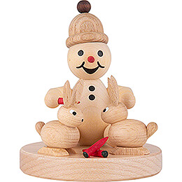 Snowman  -  Junior "with rabbits" sitting  -  7cm / 2.8 inch