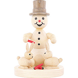 Snowman with Hares  -  10cm / 3.9 inch