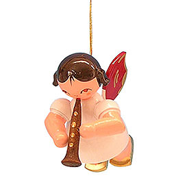 Tree Ornament  -  Angel with Clarinet  -  Red Wings  -  Floating  -  5,5cm / 2,1 inch