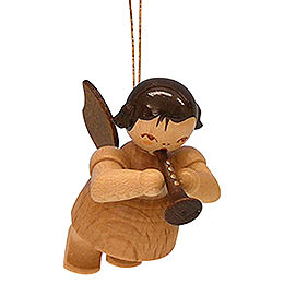 Tree Ornament  -  Angel with Flute  -  Natural Colors  -  Floating  -  5,5cm / 2,1 inch