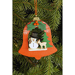 Tree Ornament  -  Bell with Snowman  -  7,1x7,9cm / 2.8x3.1 inch