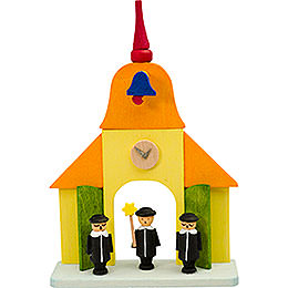 Tree Ornament  -  Church with Carolers  -  9cm / 3.5 inch