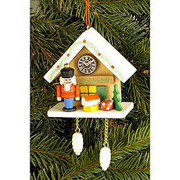 Tree Ornament  -  Cuckoo Clock Brown with Nutcracker  -  6,7x6,3cm / 2.6x2.5 inch