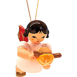 Tree Ornament  -  Floating Angel with Bratwurst Roll  -  Red Wings  -  5,5cm / 2.2 inch
