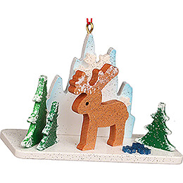 Tree Ornament  -  Icy Landscape with Reindeer  -  4,7cm / 1.9 inch
