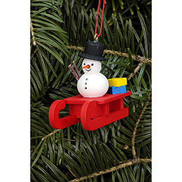 Tree Ornament  -  Sleigh with Snowman  -  5,2x4,5cm / 2.0x1.8 inch