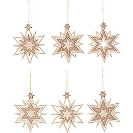 Tree Ornament  -  Stars  -  Set of 6  -  7cm / 2.8 inch