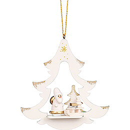 Tree Ornament  -  Tree White with Santa Claus  -  8,7cm / 3.4 inch